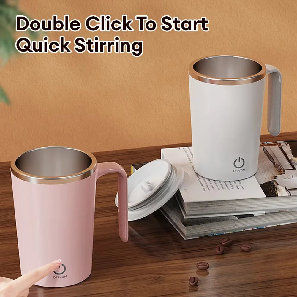 400Ml Portable Automatic Mixing Cup Rechargeable Stainless Steel Automatic Self-Stirring Mug with Lid Travel Coffee Milk Mug