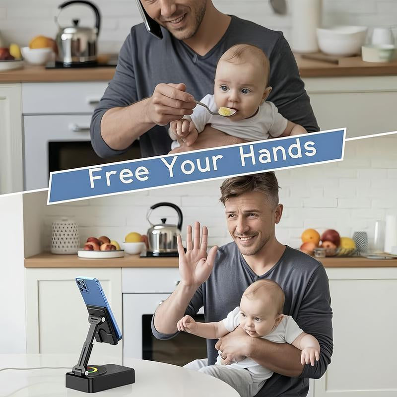 5-In-1 Wireless Speaker & Phone Stand – Bluetooth, Atmosphere Light, Power Bank | 5.3 HD Surround Subwoofer, 300° Rotatable Foldable Design | Ideal for Outdoor Picnics, Bedroom Movie Nights, Camping Trips, Office Desk Setup & Birthday Gatherings