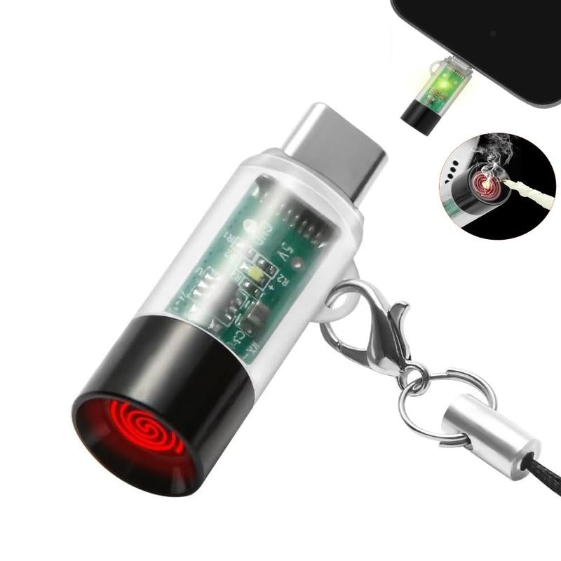 USB-C Electric Lighter, Windproof Waterproof, Phone Power Bank Can Powered It, Mini, Lightweight, Activated by Plugging into Power Source, Automatically Turns off after 10 Seconds(Transparent) 1Pc-Transparent