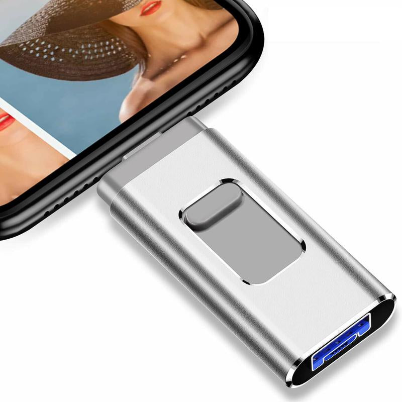 High-Speed Flash Drive for Iphone & Type-C & Android & PC, USB 3.0 External Drive, Memory Stick Photo Stick Thumb Drive Pendrive, Plug and Play with App, 64GB 128GB 256GB 512GB 1TB Portable Backup Storage