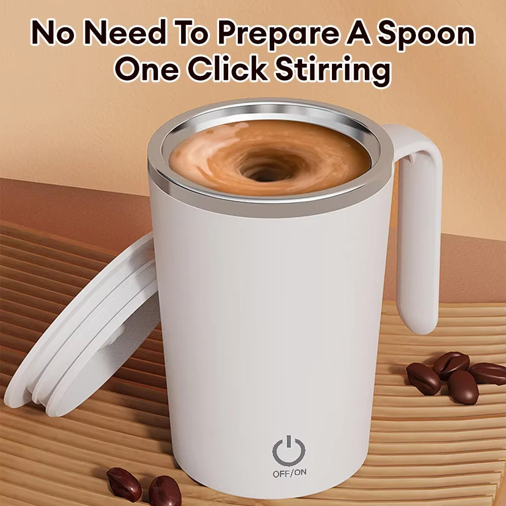 400Ml Portable Automatic Mixing Cup Rechargeable Stainless Steel Automatic Self-Stirring Mug with Lid Travel Coffee Milk Mug