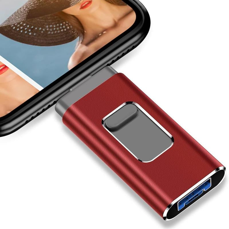 High-Speed Flash Drive for Iphone & Type-C & Android & PC, USB 3.0 External Drive, Memory Stick Photo Stick Thumb Drive Pendrive, Plug and Play with App, 64GB 128GB 256GB 512GB 1TB Portable Backup Storage