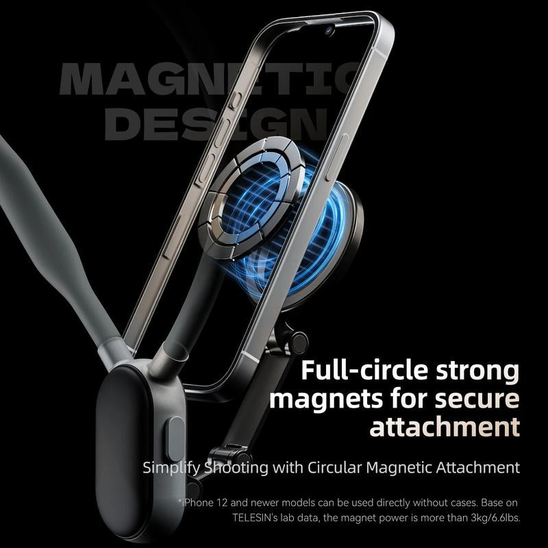 Silicone Telesin Magnetic Neck Hold Mount Selfie Stick Tripod for Cellphone for Iphone 15 14 13 12 Pro Max for HUAWEI SAMSUNG Accessories Smartphone Kindleholderremote Spigen Phonecase