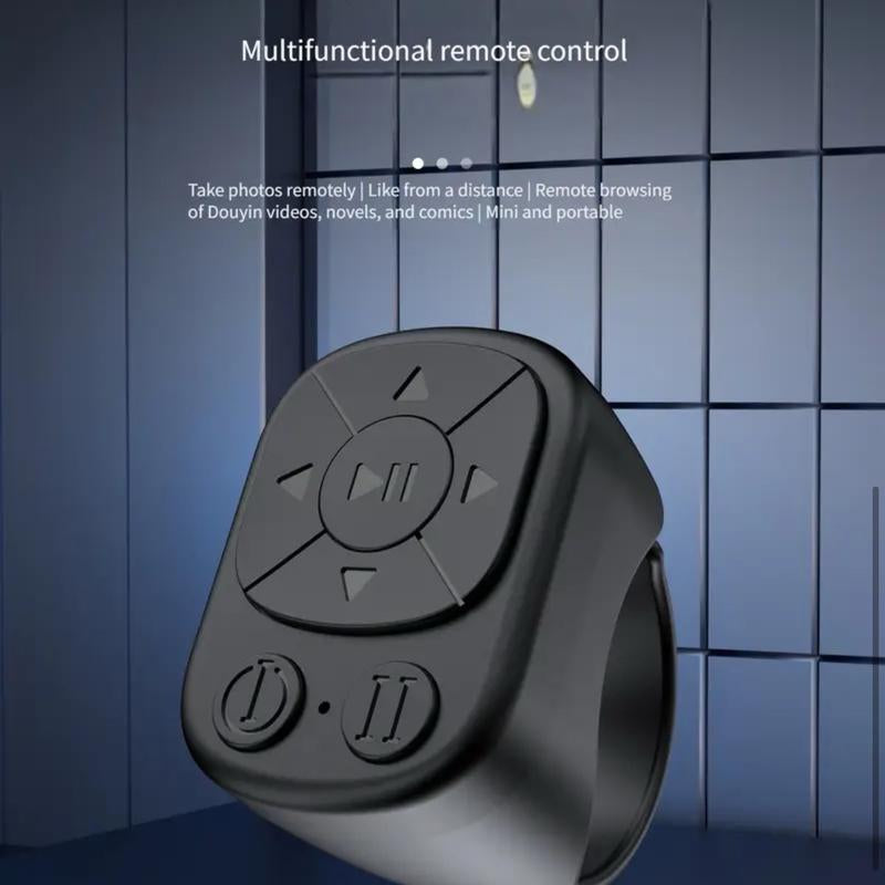 Wireless Mobile Phone Ring Remote Control with Page Turning for Selfies and Photos -USB Charging Portable Android Cellphone Camera Smartphone