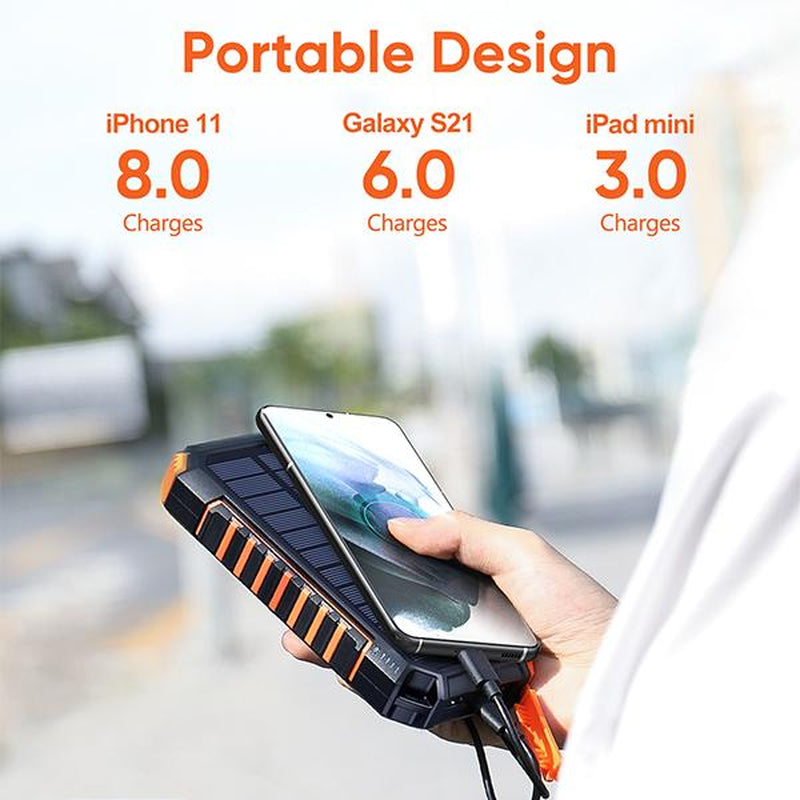 Solar Power Bank 26800Mah, Wireless Portable Charger Fast Charge 3.0A Solar Charger External Battery with 4 Outputs & Flashlight for Phone, Tablet and Camping Outdoors, Best Gifts for Family, Friends