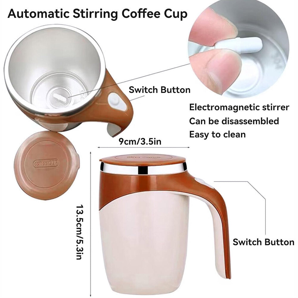 Automatic Self Mixing Magnetic Coffee Cup Stainless Steel Milk Self Stirring Mug