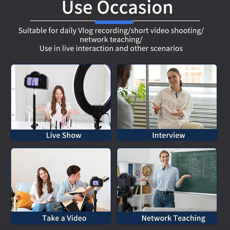 2 Pack Wireless Lavalier Microphone for Iphone Ipad and Android Phone, Lapel Mic Plug and Play Wireless Mic Noise Reduction Mini Microphone for Video Recording Interview Podcast Vlog Youtube Tiktok