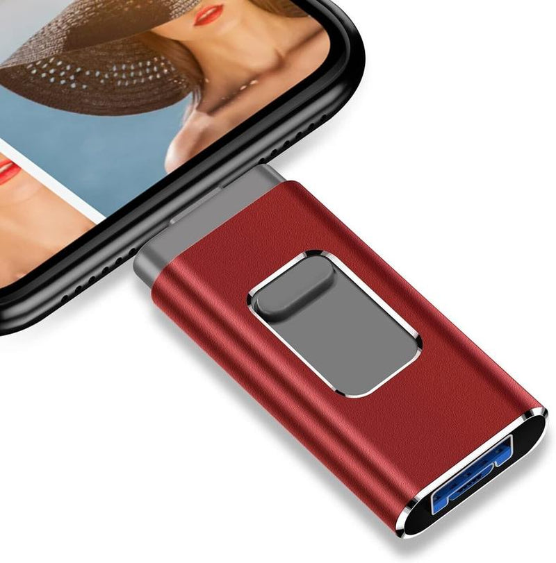 High-Speed Flash Drive for Iphone & Type-C & Android & PC, USB 3.0 External Drive, Memory Stick Photo Stick Thumb Drive Pendrive, Plug and Play with App, 64GB 128GB 256GB 512GB 1TB Portable Backup Storage