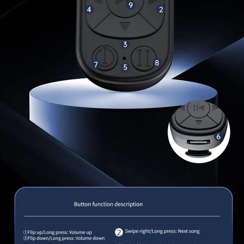 Wireless Mobile Phone Ring Remote Control with Page Turning for Selfies and Photos -USB Charging Portable Android Cellphone Camera Smartphone