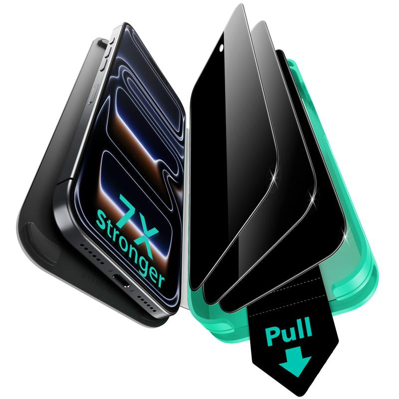 ESR Invisible Bodyguard for Iphone 17Promax/17Pro/17Air/17/16/15 7X Armorite Privacy Glass 3-Pack Ultimate Privacy Bubble-Free Install Military-Grade Protection