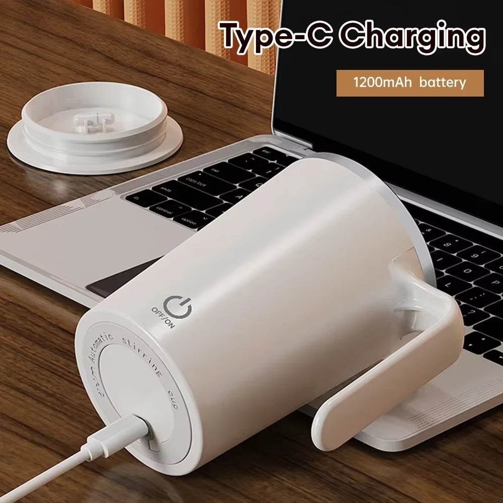 400Ml Portable Automatic Mixing Cup Rechargeable Stainless Steel Automatic Self-Stirring Mug with Lid Travel Coffee Milk Mug