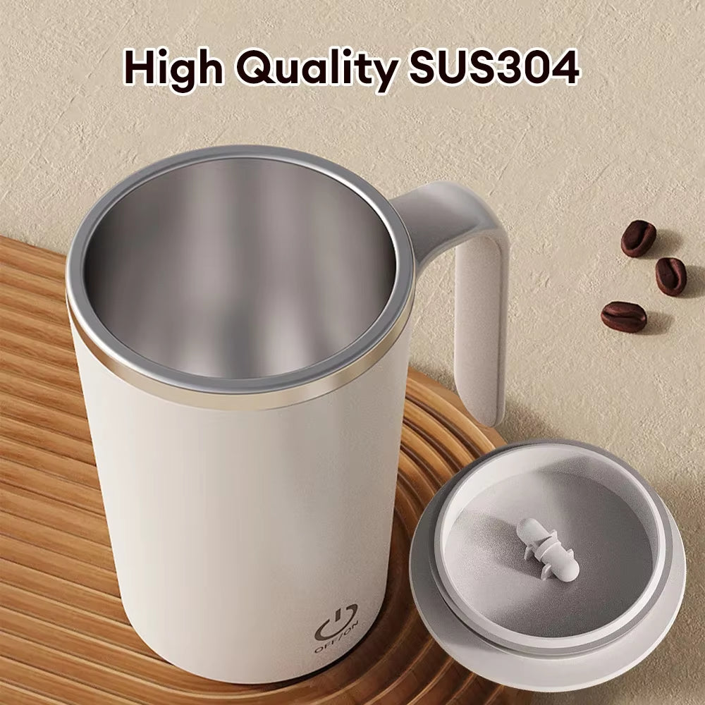 400Ml Portable Automatic Mixing Cup Rechargeable Stainless Steel Automatic Self-Stirring Mug with Lid Travel Coffee Milk Mug