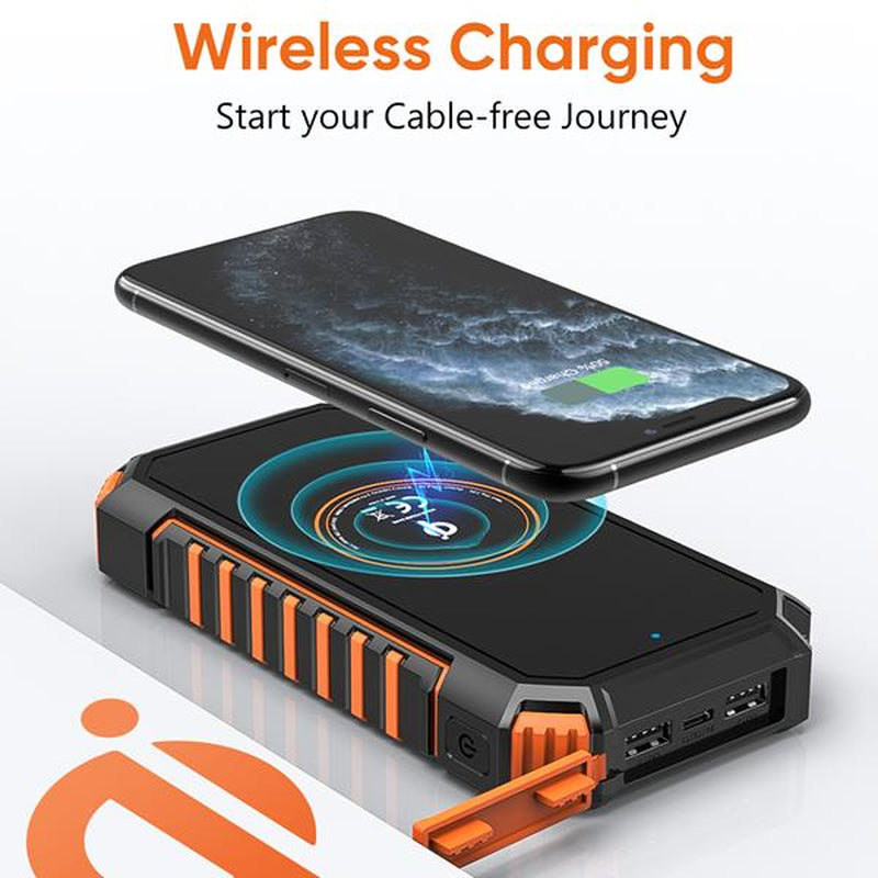 Solar Power Bank 26800Mah, Wireless Portable Charger Fast Charge 3.0A Solar Charger External Battery with 4 Outputs & Flashlight for Phone, Tablet and Camping Outdoors, Best Gifts for Family, Friends