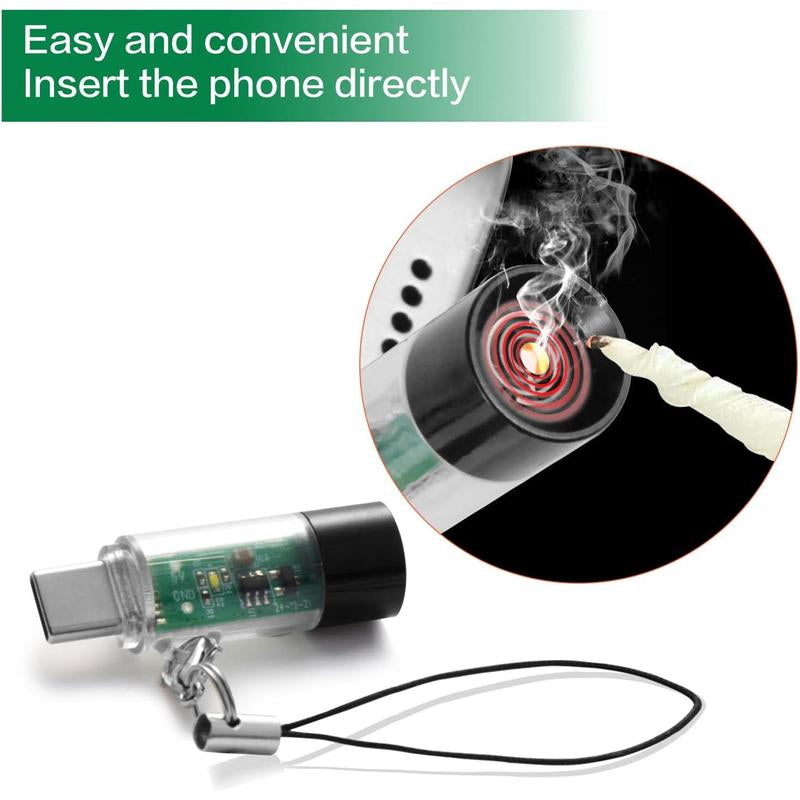 USB-C Electric Lighter, Windproof Waterproof, Phone Power Bank Can Powered It, Mini, Lightweight, Activated by Plugging into Power Source, Automatically Turns off after 10 Seconds(Transparent) 1Pc-Transparent